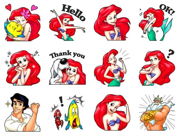 Стикеры телеграмм Дисней Ариэль