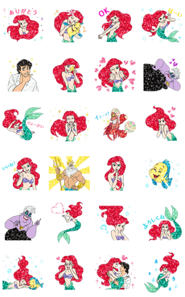 Русалочка Ариэль Стикеры печать