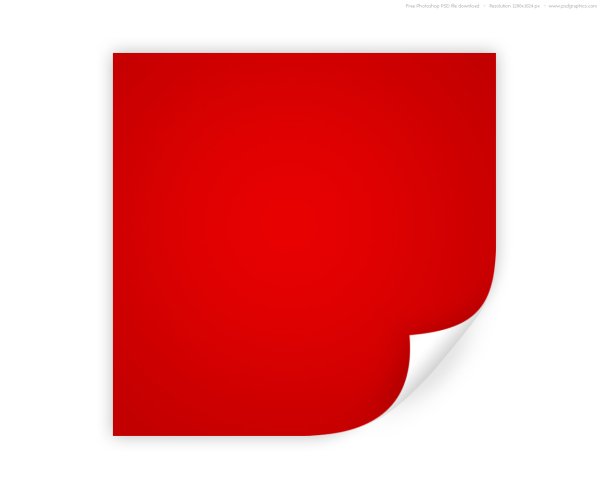 Красный лист с загнутым уголком