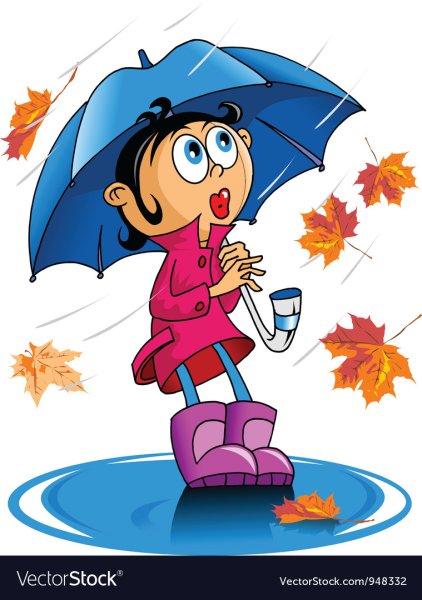 Человек с зонтом мультяшный