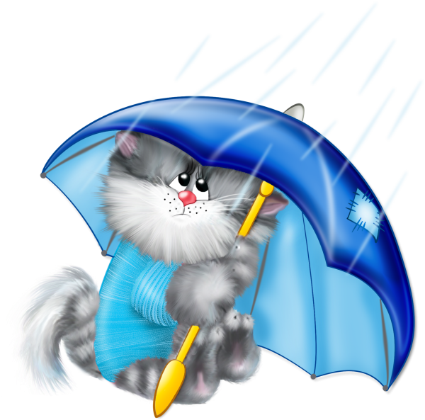 Котенок с зонтиком