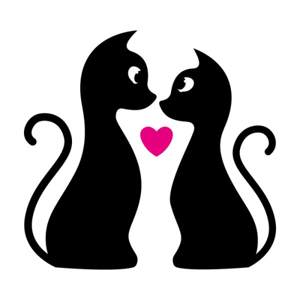 Силуэты влюбленных котов