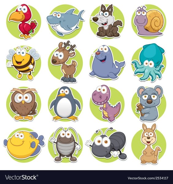 Животные в кружочках