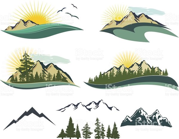 Горы в круге вектор