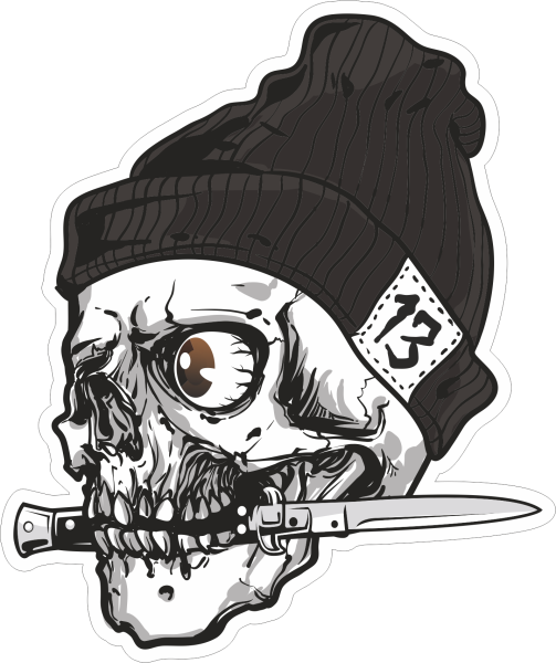 Тату череп в шапке