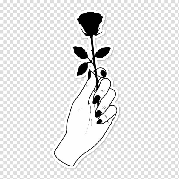 Стикеры чёрно белые цветы