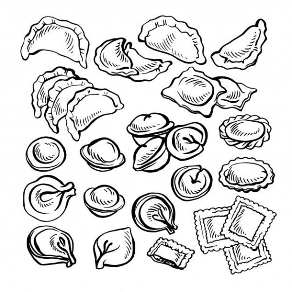 Пельмени вареники полуфабрикаты вектор