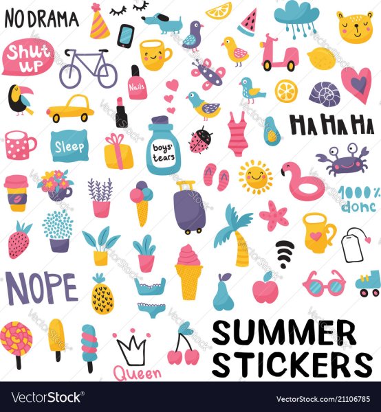 Наклейки слова лето