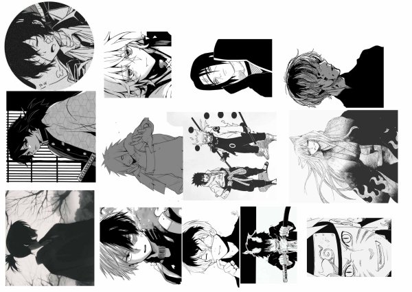 Аниме Стикеры чб