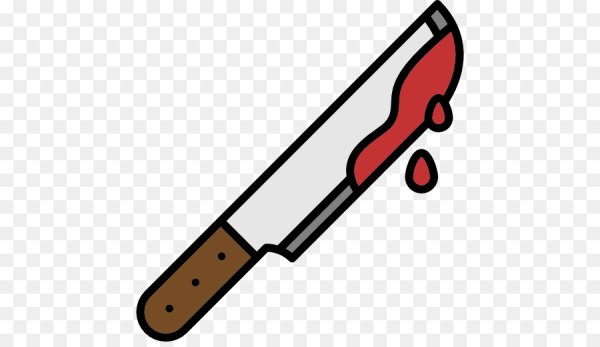 Ножик в крови на прозрачном фоне