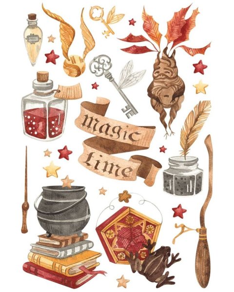 Гарри Поттер наклейки акварель