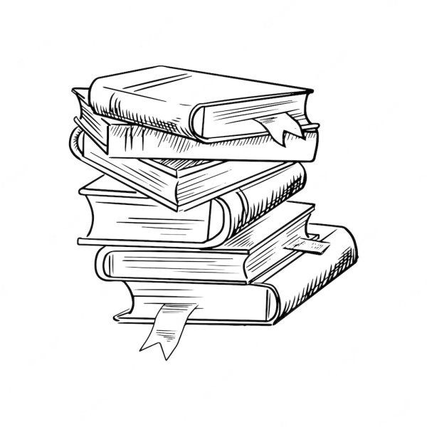 Стопка книг черно белая