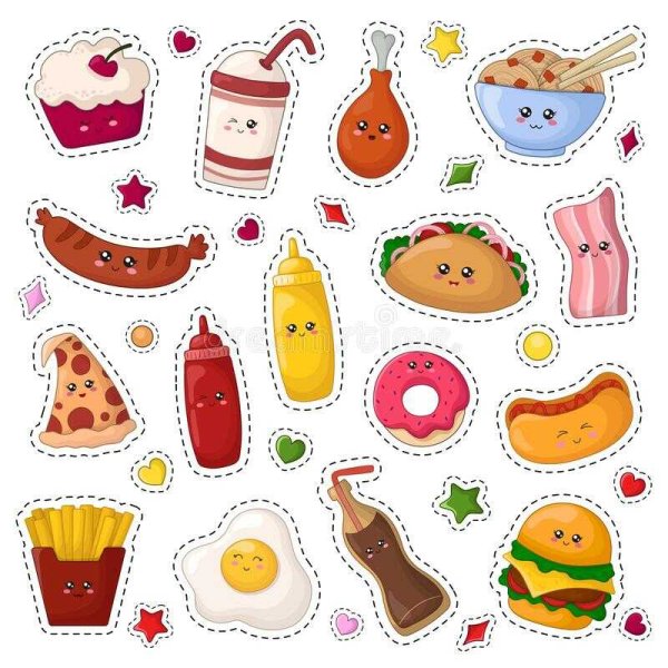 Наклейки еда маленькие
