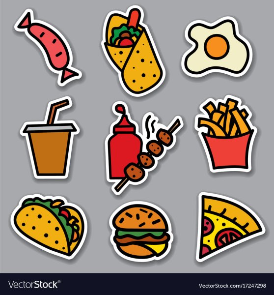 Наклейки для срисовки еда