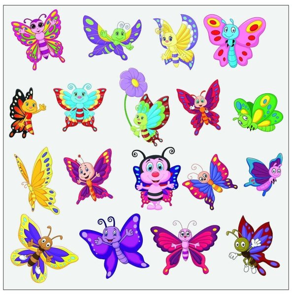 Векторные бабочки на прозрачном фоне