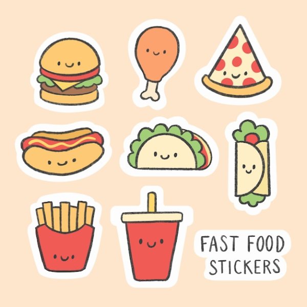 Наклейки для срисовки еда