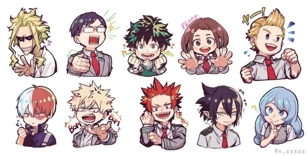 Моя геройская Академия наклейки Чиби