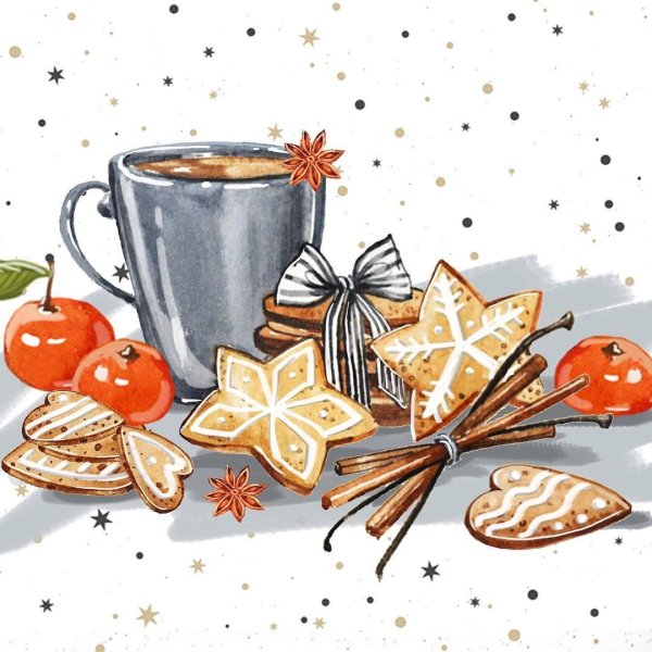 Чай акварели новый год