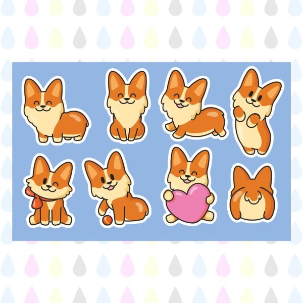 Маленькие наклеечки корги