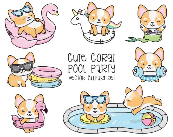 Кавайные наклейки корги