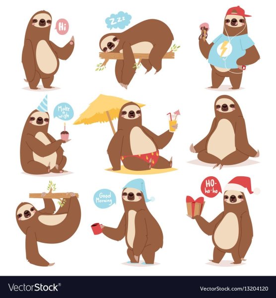 Прикольный Ленивец мультяшный