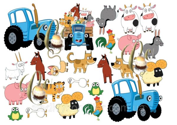 Многоразовые наклейки синий трактор