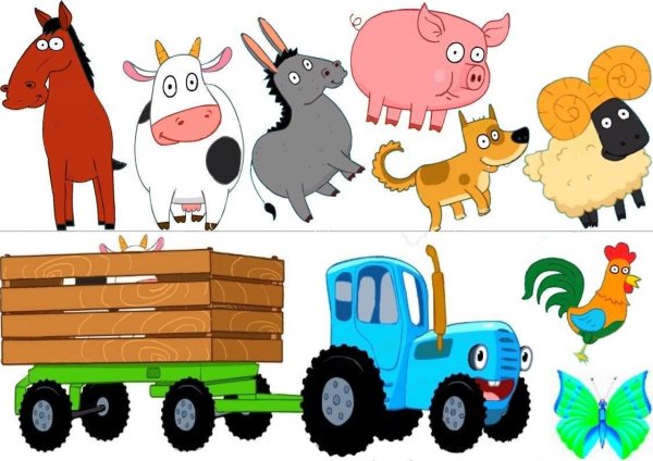 Наклейки синий трактор