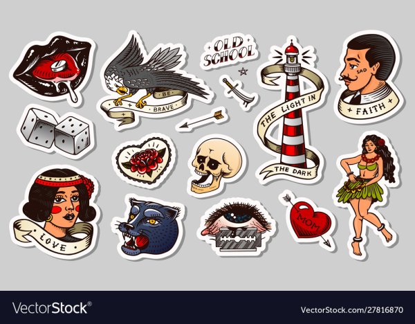 Тату Стикеры Олд скул