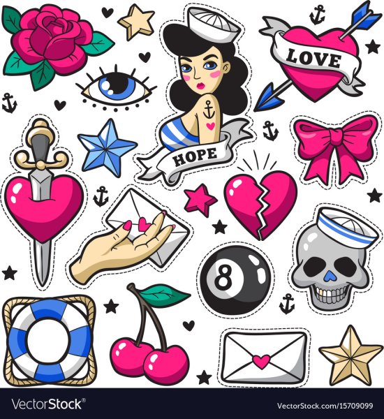 Наклейки тату Олд скул