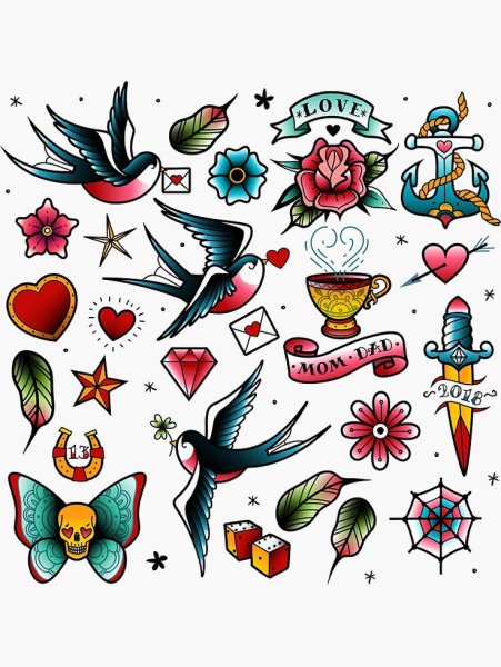 Небольшие олдскул тату