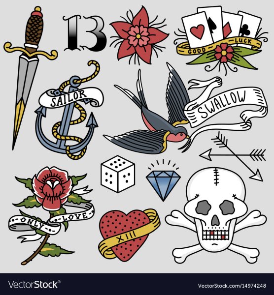 Олдскул тату простые