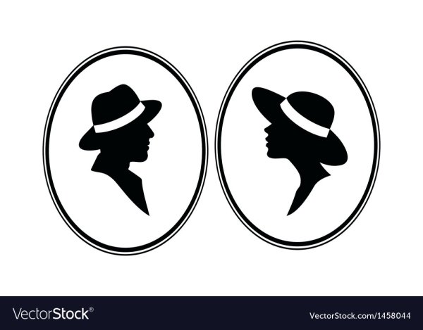 Силуэт мужчины и женщины в шляпах