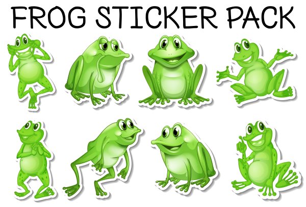 Набор стикеров лягушки