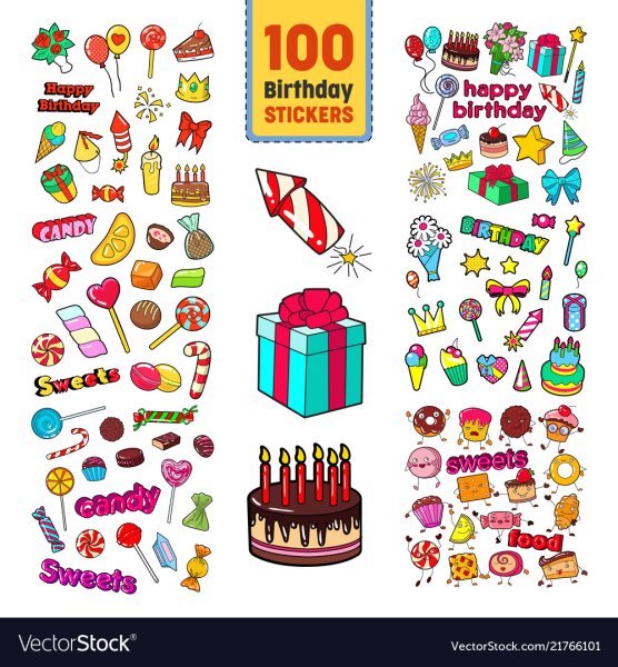 Стикеры наклейки на день рождения