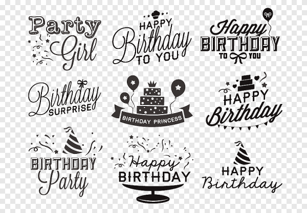 Винтажные надписи с днем рождения