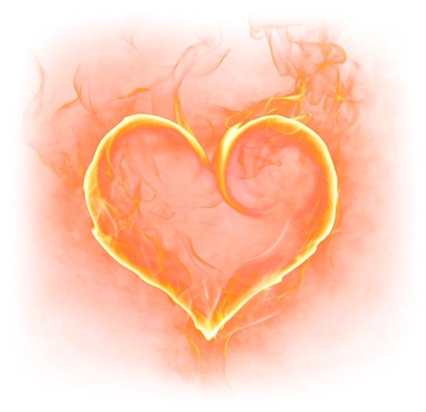Огненное сердце на прозрачном фоне