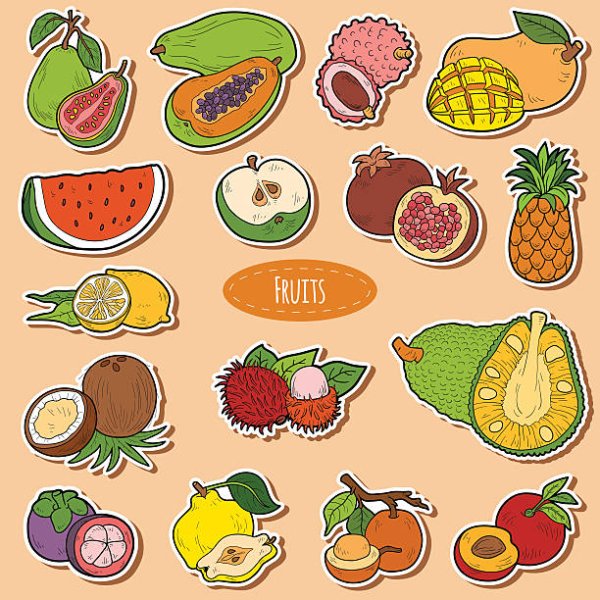 Стикеры экзотические фрукты