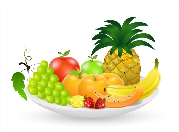 Тарелка с фруктами вектор