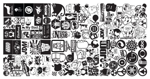 Стикеры чёрно белые