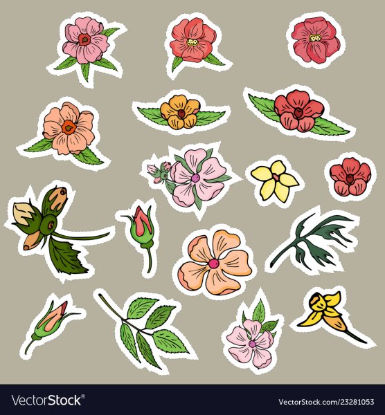 Цветочки листики наклейки