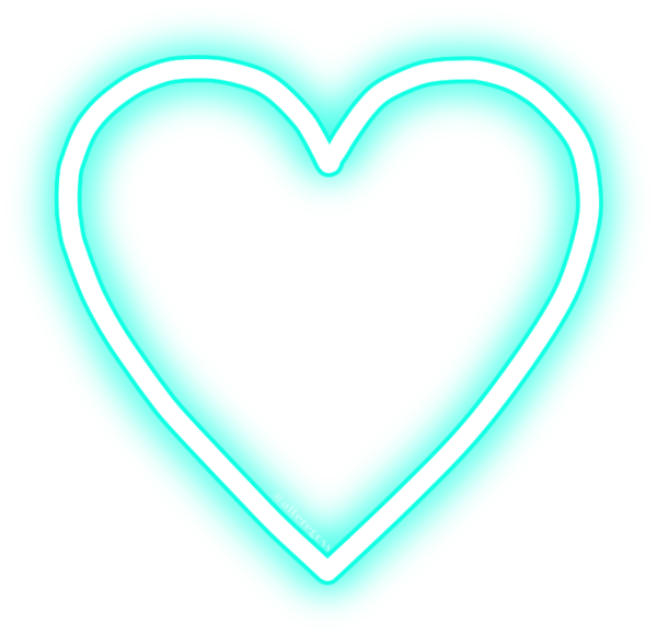 Неоновое сердце на прозрачном фоне