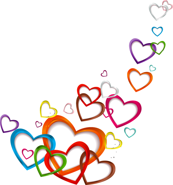 Цветные сердечки на прозрачном фоне