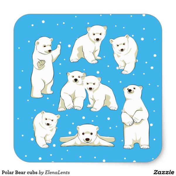 Наклейка белый медведь