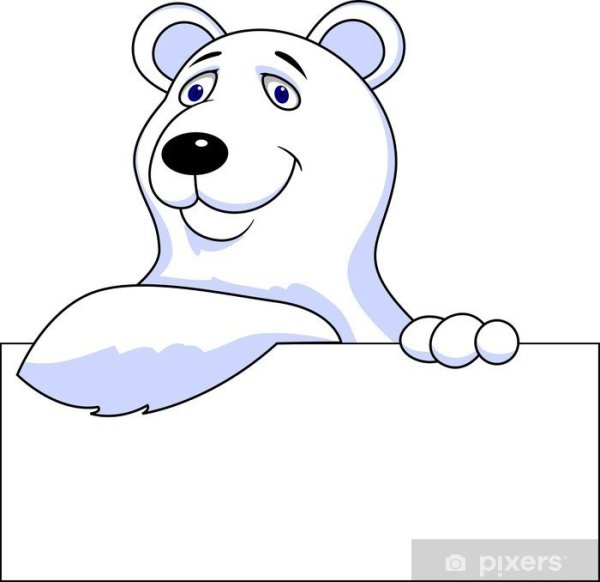 Белый мишка трафарет на окно