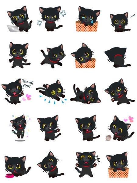 Черный кот стикер