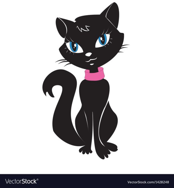 Котик черный с розовым бантиком