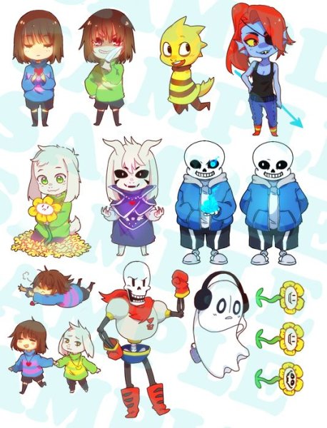 Наклейки андертейл ау Сансы