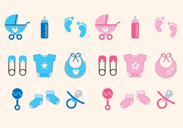 Детские принадлежности для новорожденных вектор