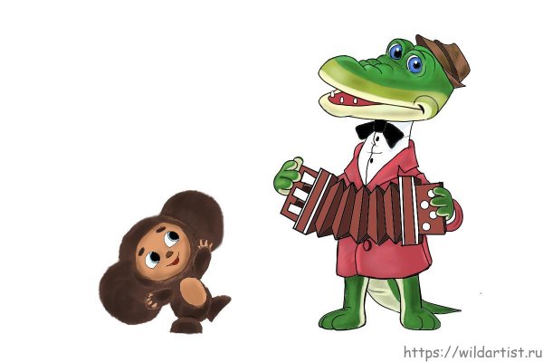 Крокодил Гена и Чебурашка на прозрачном фоне