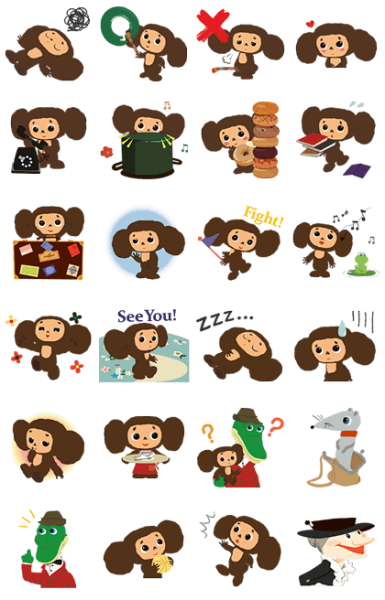 Стикеры Чебурашка для ватсап